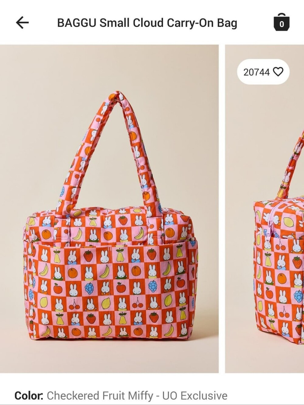 UO x Miffy x Baggu SCCO Checkered Fruit BNWT
